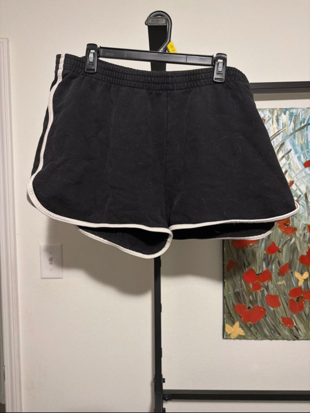 American Eagle Outfitters Black Athletic Shorts with White Trim